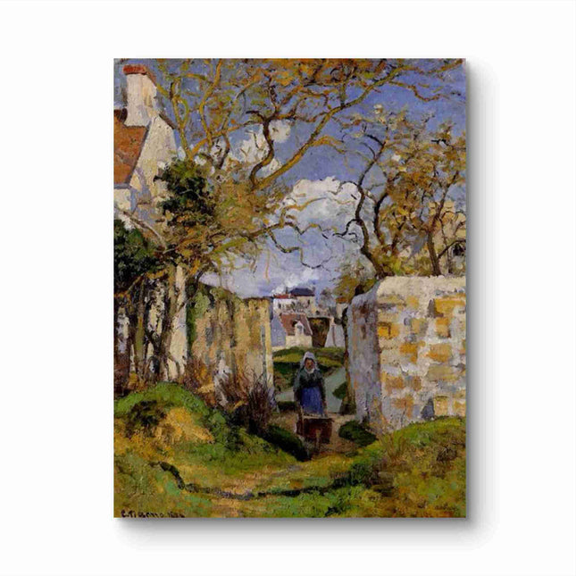 "Camille Pissarro's 'Woman with Cart on Country Path' - Hand-Painted Impressionist Oil Painting Reproduction"