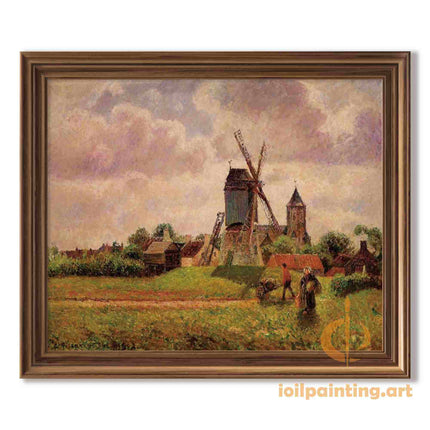 "Camille Pissarro's 'Windmill and Rural Life' - Hand-Painted Oil Painting Reproduction"