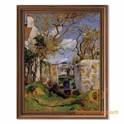 "Camille Pissarro's 'Woman with Cart on Country Path' - Hand-Painted Impressionist Oil Painting Reproduction"