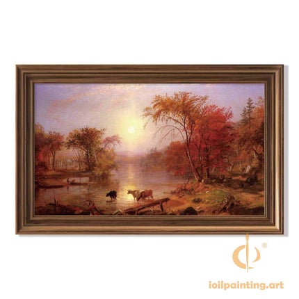 "John Constable's 'Autumn River Serenity' - Hand-Painted Landscape Oil Painting Reproduction"