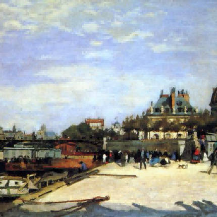 "Eugène Boudin's 'Quai du Louvre' - Premium Hand-Painted Impressionist Oil Painting Reproduction"