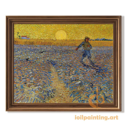 "Vincent van Gogh's 'The Sower at Sunset' - Premium Hand-Painted Oil Reproduction on Canvas"