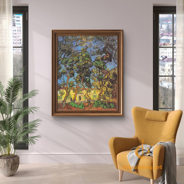 "Vincent van Gogh's 'Twisted Pines with Yellow Cottage' - Premium Hand-Painted Oil Reproduction on Canvas"