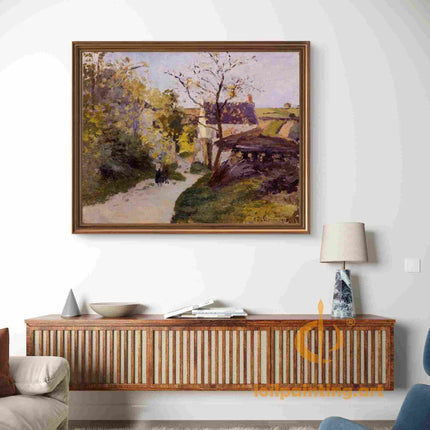 "Camille Pissarro's 'Country Pathway in Spring' - Hand-Painted Oil Painting Reproduction"