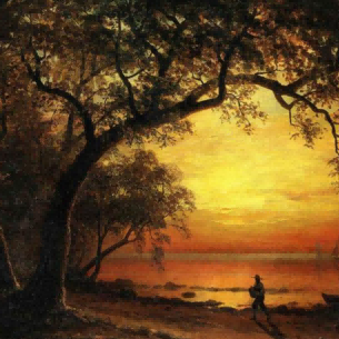 "Jean-Baptiste-Camille Corot's 'Twilight Solitude' - Hand-Painted Landscape Oil Painting Reproduction"