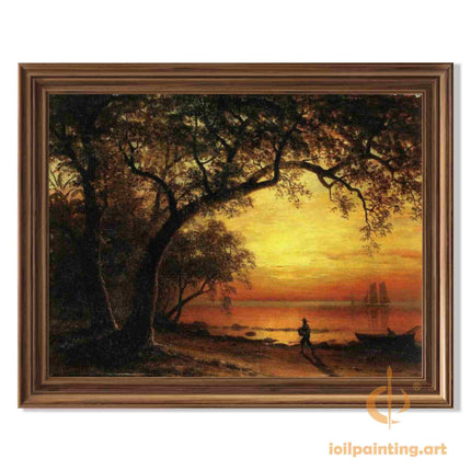 "Jean-Baptiste-Camille Corot's 'Twilight Solitude' - Hand-Painted Landscape Oil Painting Reproduction"