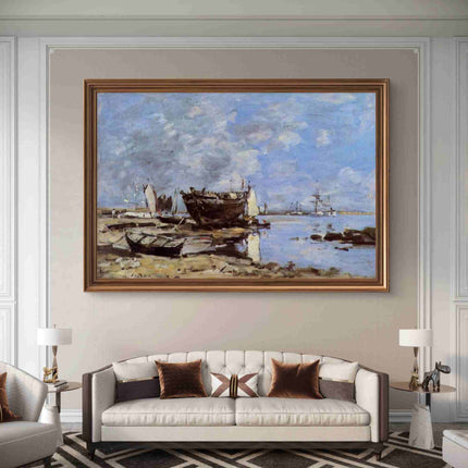 "Eugène Boudin's 'Tranquil Seaside with Sailboats' - Hand-Painted Oil Painting Reproduction"