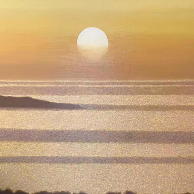 "Golden Sunrise Seascape - Premium Hand-Painted Oil Reproduction on Canvas"