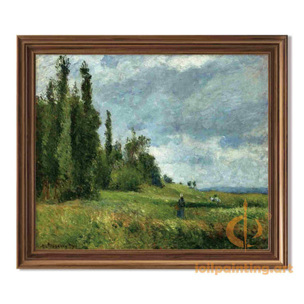 "Camille Pissarro's 'Serene Countryside Landscape' - Hand-Painted Classical Oil Painting Reproduction"