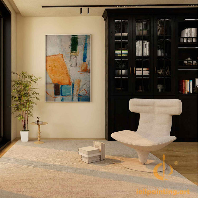 "Textured Abstract Oil Painting - Bold Color Harmony - Handmade Contemporary Wall Art for Modern Living Spaces"