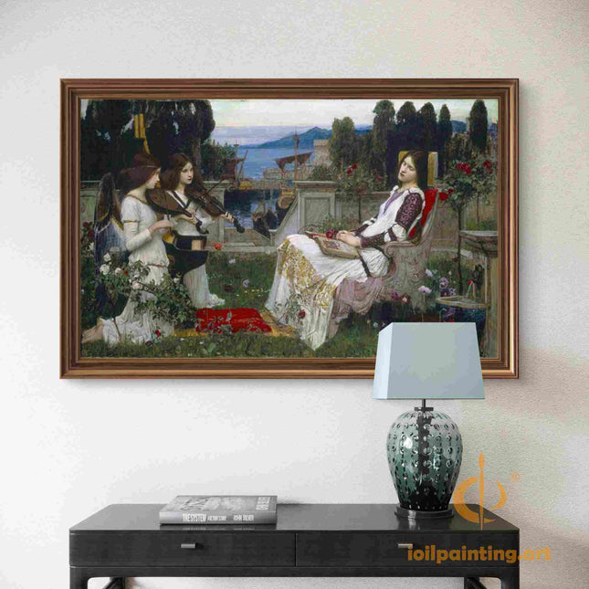 "John William Waterhouse's 'Serenade in the Garden' - Hand-Painted Oil Painting Reproduction"
