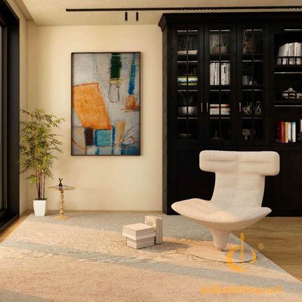 "Textured Abstract Oil Painting - Bold Color Harmony - Handmade Contemporary Wall Art for Modern Living Spaces"
