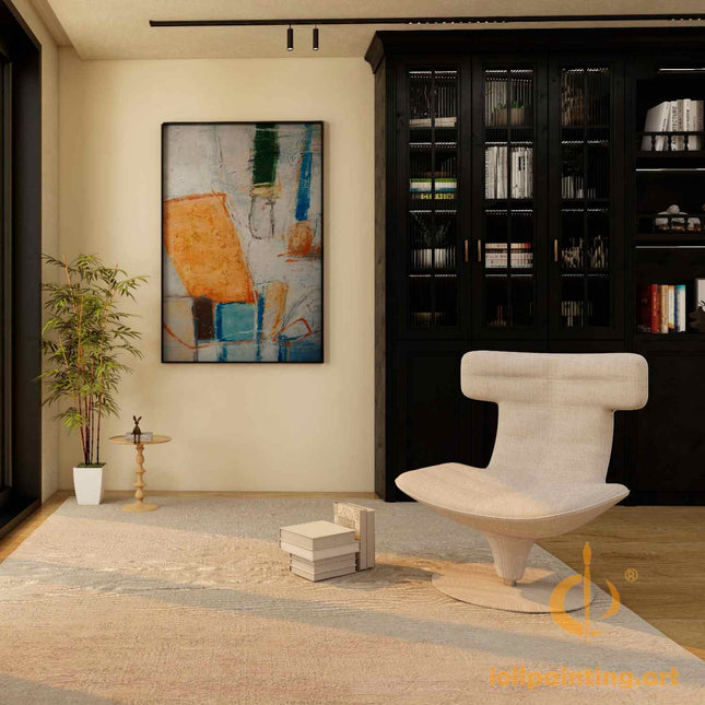 "Textured Abstract Oil Painting - Bold Color Harmony - Handmade Contemporary Wall Art for Modern Living Spaces"