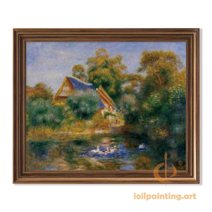 "Pierre-Auguste Renoir's 'Serene Waterside Village' - Premium Hand-Painted Oil Painting Reproduction"