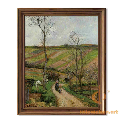 "Camille Pissarro's 'Spring Path with Pram' - Hand-Painted Impressionist Oil Painting Reproduction"