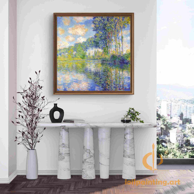 "Claude Monet's 'Autumn Reflections on the River' - Hand-Painted Oil Painting Reproduction"