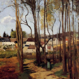 "Camille Pissarro's 'Peaceful Countryside Lane' - Hand-Painted Classical Landscape Oil Painting Reproduction"