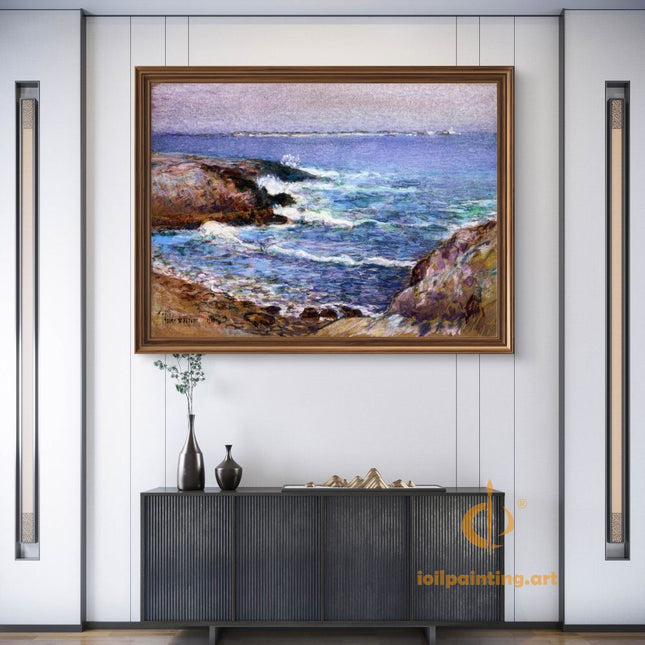 "Claude Monet's 'Serene Coastal Waves' - Hand-Painted Impressionist Oil Painting Reproduction"