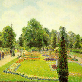 "Camille Pissarro's 'Serene Garden Path' - Hand-Painted Impressionist Oil Painting Reproduction"