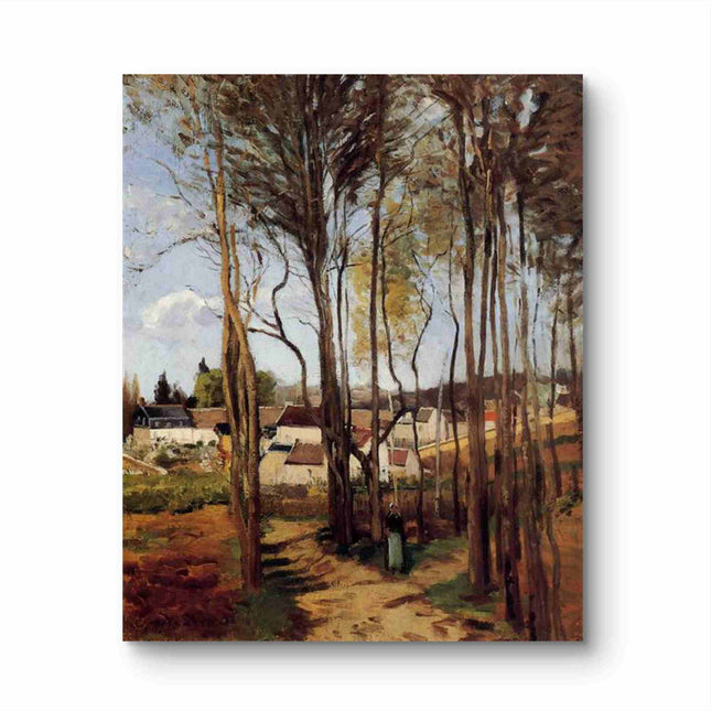 "Camille Pissarro's 'Peaceful Countryside Lane' - Hand-Painted Classical Landscape Oil Painting Reproduction"