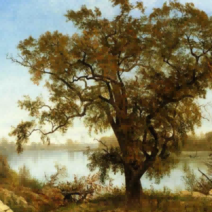 "Albert BIerstadt's 'Lakeside Majesty' - Hand-Painted Impressionist Oil Painting Reproduction"