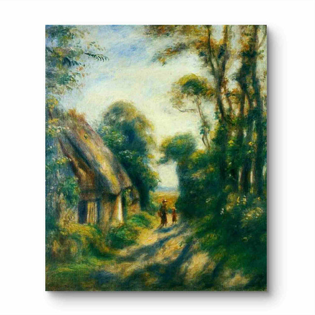"Pierre-Auguste Renoir's 'Country Lane with Thatched Cottage' - Premium Hand-Painted Oil Painting Reproduction"