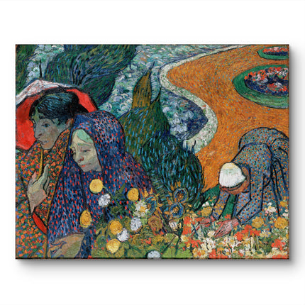 "Vincent van Gogh's 'Woman with Blue Shawl in Flower Field' - Premium Hand-Painted Oil Reproduction on Canvas"