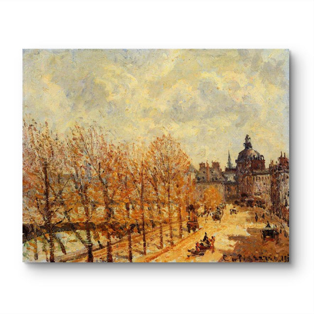 "Camille Pissarro's 'Autumn Boulevard with Horse-Drawn Carriages' - Hand-Painted Oil Painting Reproduction"