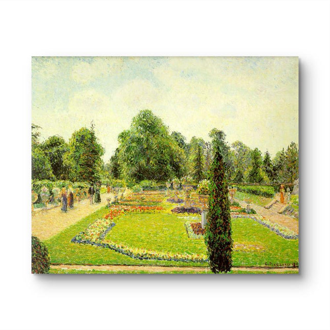 "Camille Pissarro's 'Serene Garden Path' - Hand-Painted Impressionist Oil Painting Reproduction"