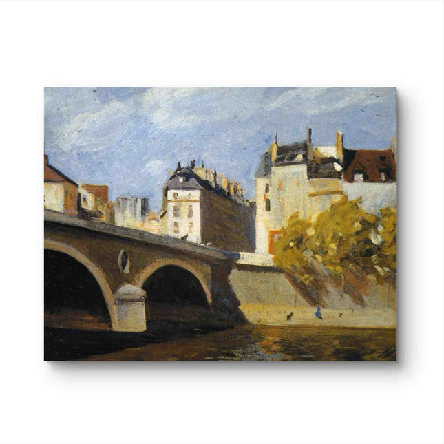 "Edward Hopper's 'Golden Hour at the Stone Bridge' - Hand-Painted Oil Painting Reproduction"