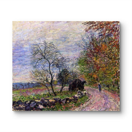 "Alfred Sisley's 'Autumn Country Path' - Hand-Painted Impressionist Oil Painting Reproduction"