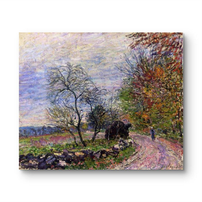 "Alfred Sisley's 'Autumn Country Path' - Hand-Painted Impressionist Oil Painting Reproduction"
