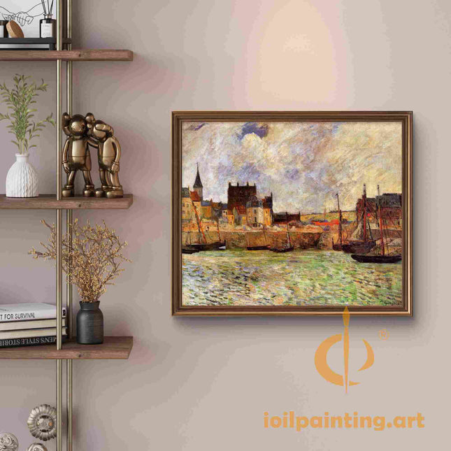"Paul Gauguin's 'Sunlit Harbor with Sailing Boats' - Hand-Painted Oil Painting Reproduction"