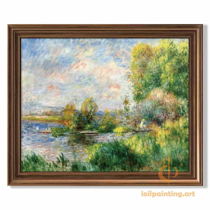 "Claude Monet Inspired 'Serene Lakeside Landscape' - Premium Hand-Painted Oil Reproduction on Canvas"