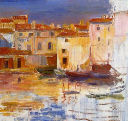"Eugène Boudin's 'Seaside Village' - Premium Hand-Painted Coastal Oil Painting Reproduction"
