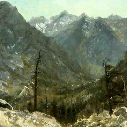 "Albert Bierstadt's 'Mountain Majesty' - Hand-Painted Landscape Oil Painting Reproduction"