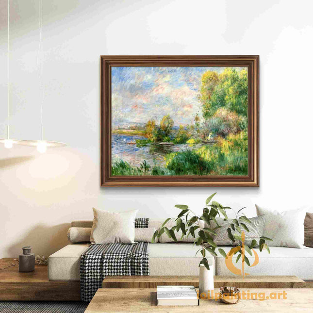 "Claude Monet Inspired 'Serene Lakeside Landscape' - Premium Hand-Painted Oil Reproduction on Canvas"