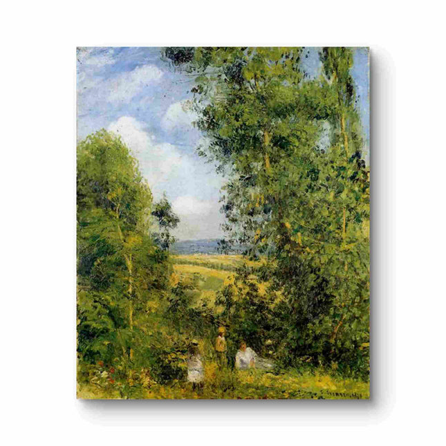"Camille Pissarro's 'Children Playing in Sunlit Orchard' - Hand-Painted Impressionist Oil Painting Reproduction"