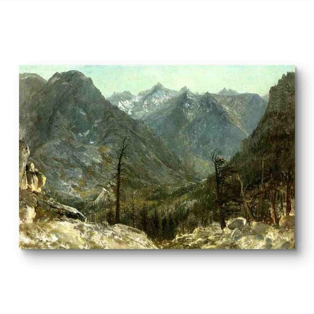 "Albert Bierstadt's 'Mountain Majesty' - Hand-Painted Landscape Oil Painting Reproduction"