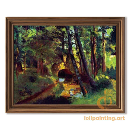 "Camille Pissarro's 'Sunlit Forest Path with Stone Archway' - Hand-Painted Oil Painting Reproduction"