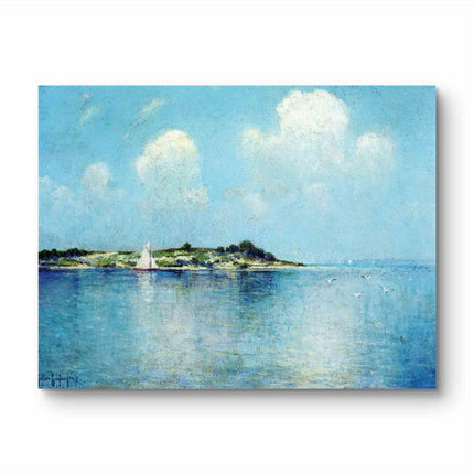 "Julian Onderdonk's 'Tranquil Sailing at Dusk' Oil Painting Reproduction - Serene Seascape with Sailboat"