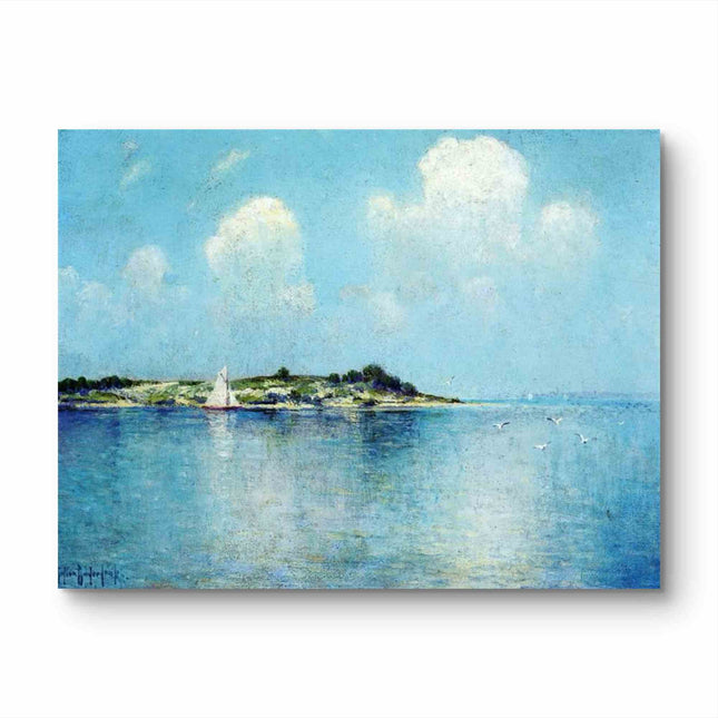 "Julian Onderdonk's 'Tranquil Sailing at Dusk' Oil Painting Reproduction - Serene Seascape with Sailboat"