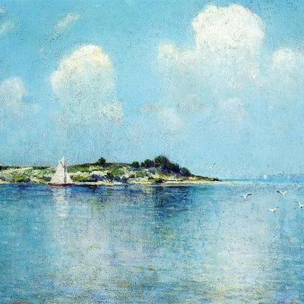"Julian Onderdonk's 'Tranquil Sailing at Dusk' Oil Painting Reproduction - Serene Seascape with Sailboat"