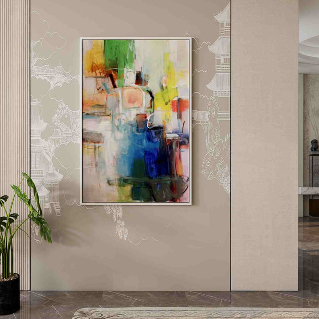 "Modern Abstract Oil Painting - Bold Color Splash - Handmade Contemporary Wall Art for Living Room & Office Decor"