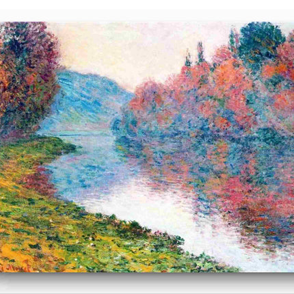 "Claude Monet Inspired 'Autumn River Serenity' - Premium Hand-Painted Oil Reproduction on Canvas"