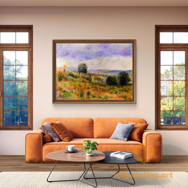 "Pierre-Auguste Renoir's 'Tranquil Countryside' Oil Painting Reproduction - Classic Rural Landscape with Majestic Tree"