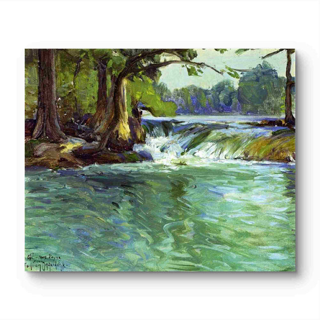 "Julian Onderdonk's 'Serene Forest Waterfall' Oil Painting Reproduction - Lush Landscape with Crystal Waters"