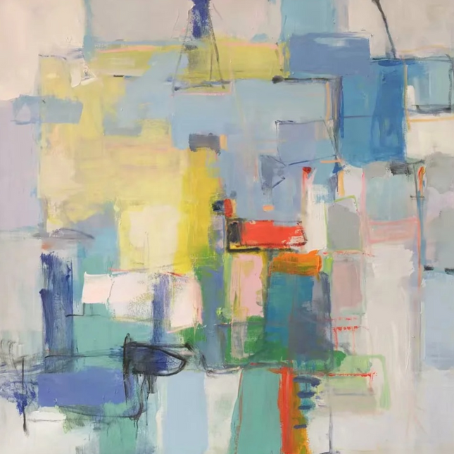 "Modern Abstract Oil Painting - Bold Colorful Contemporary Artwork for Living Room & Office Decor"