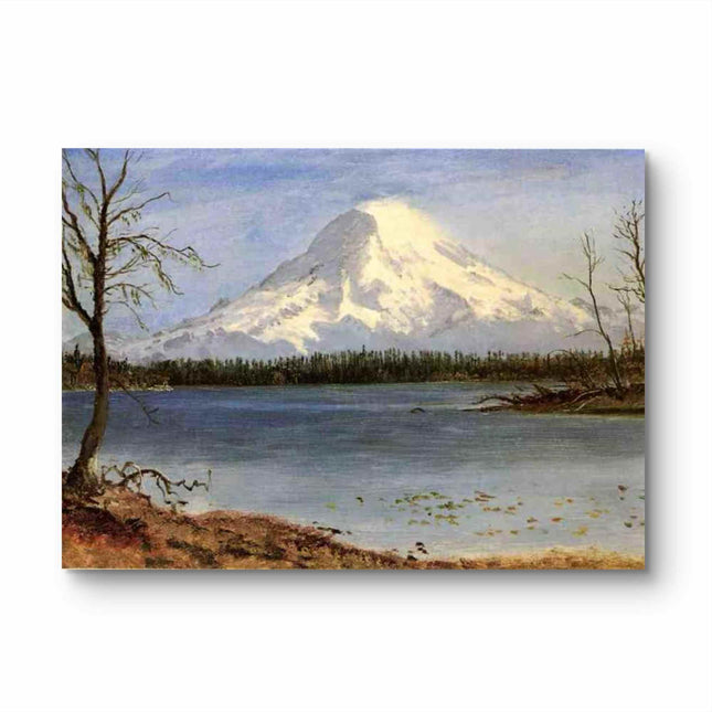"Albert Bierstadt's 'Alpine Majesty' - Hand-Painted Mountain Landscape Oil Painting Reproduction"