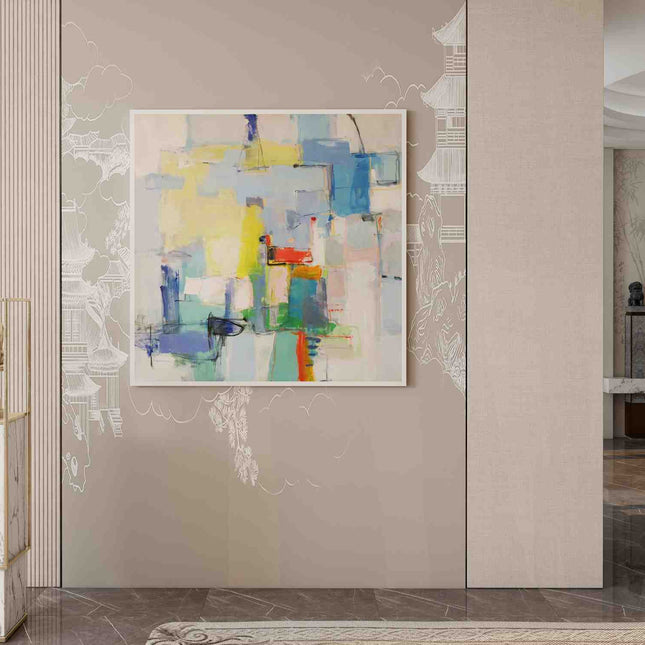 "Modern Abstract Oil Painting - Bold Colorful Contemporary Artwork for Living Room & Office Decor"